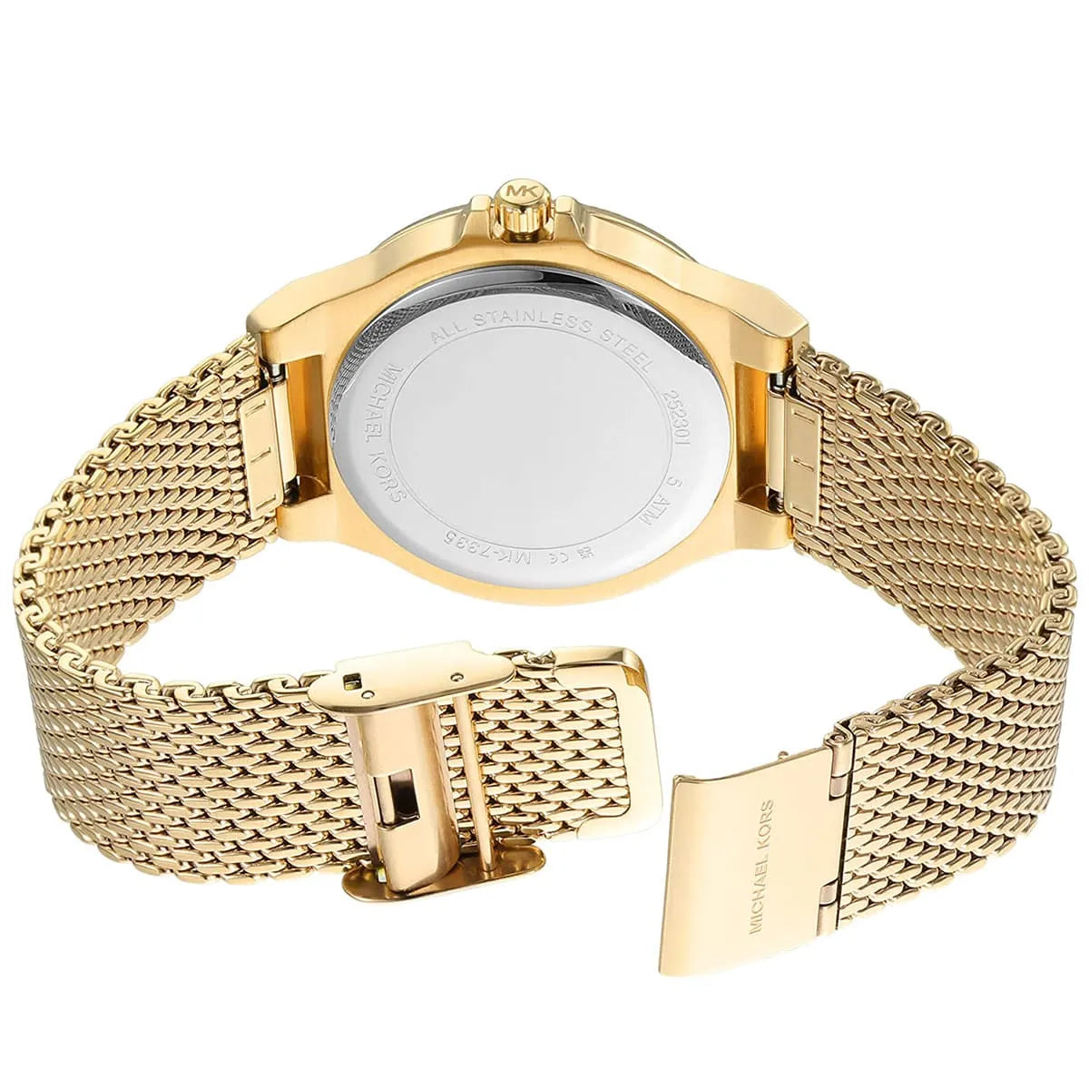 Michael Kors Lennox gold-tone mesh strap with magnetic closure detail