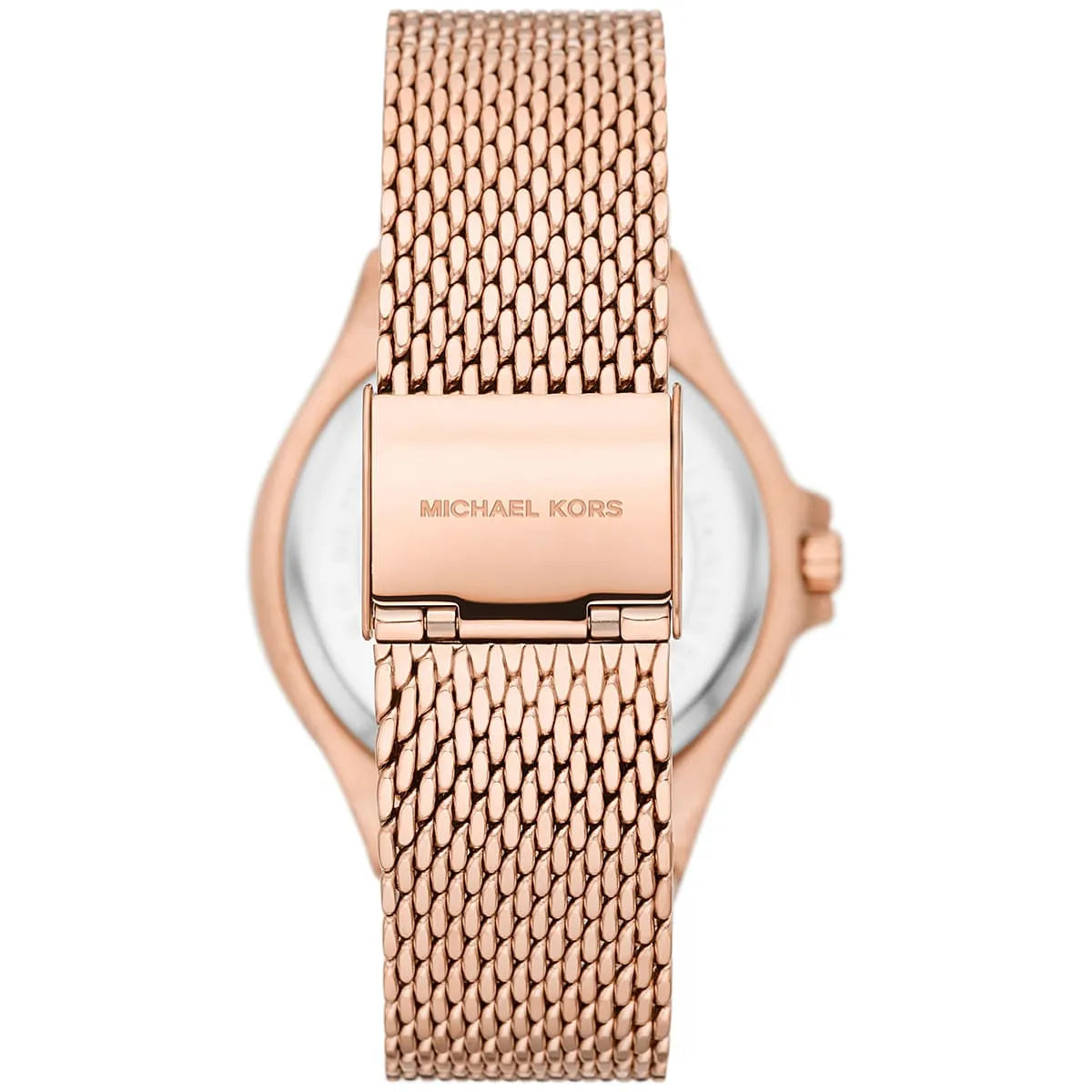 Michael Kors Lennox watch caseback showing stainless steel construction and details
