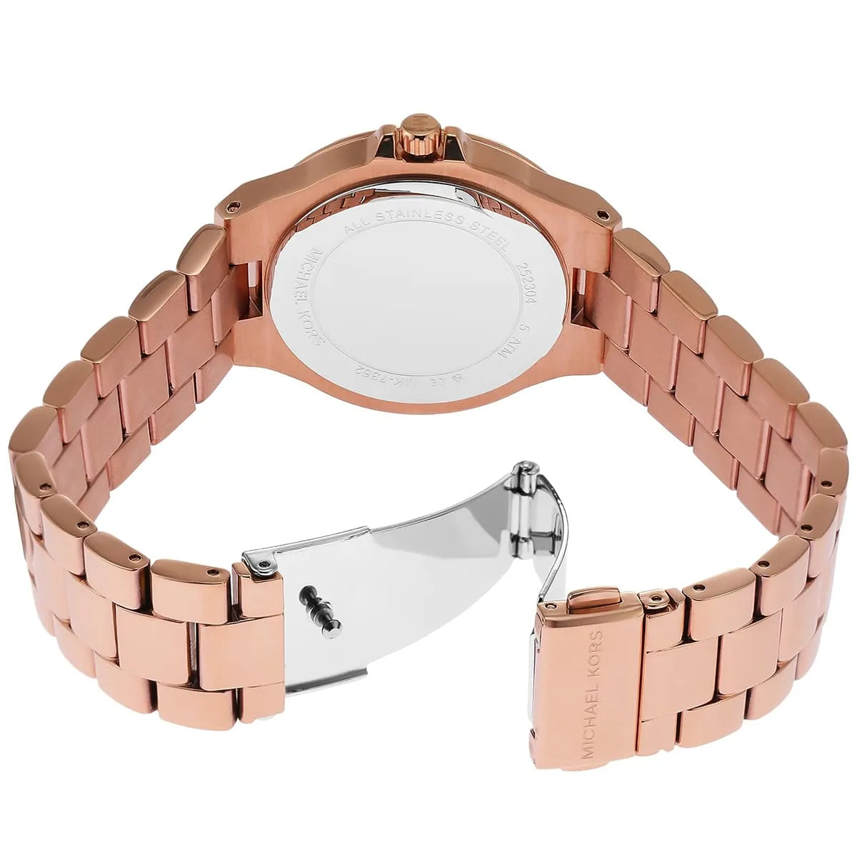 Michael Kors Lennox rose gold-tone stainless steel bracelet with crystal-set links