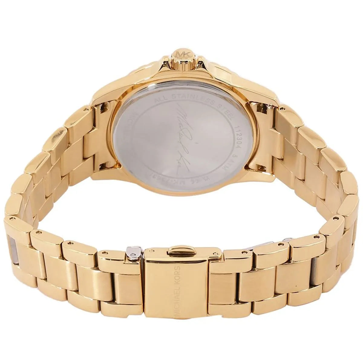 Michael Kors Mini Everest gold stainless steel bracelet strap with polished links and deployment clasp