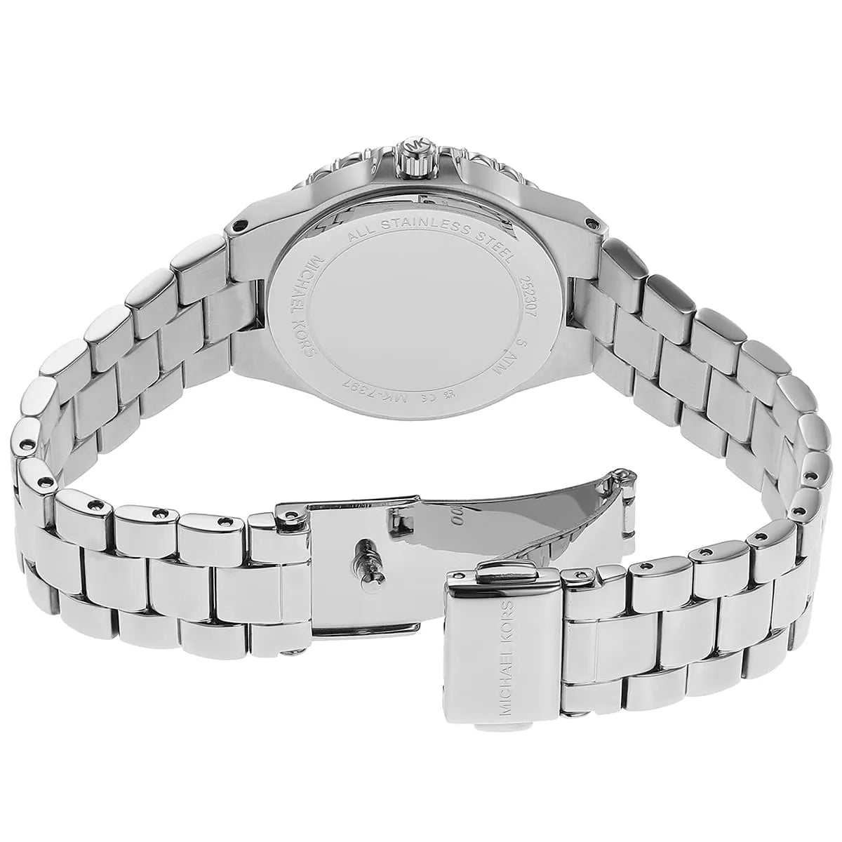 Michael Kors Mini Lennox silver stainless steel bracelet with fold-over clasp