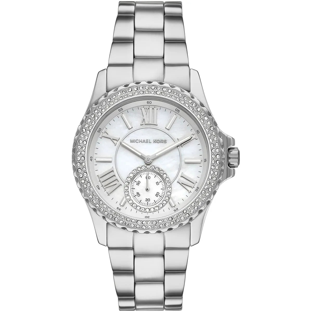 Michael Kors Everest MK7403 women's watch with white mother-of-pearl dial and crystal bezel
