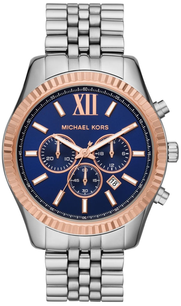 Michael Kors Lexington Chronograph Blue Dial Silver-Tone Men's Watch - MK8689