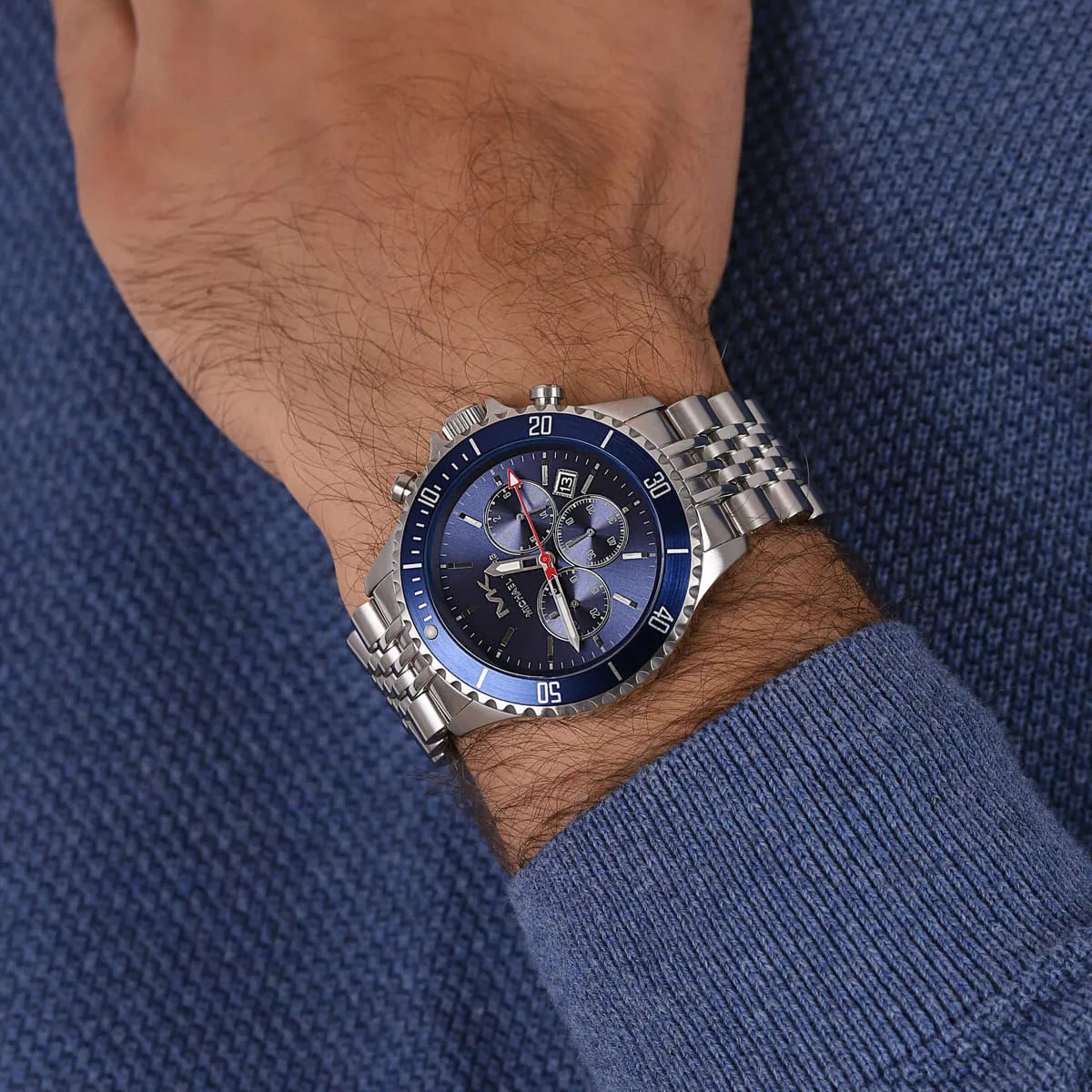 Michael Kors Bayville Chronograph Navy Blue Dial Silver Men's Watch - MK8896