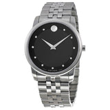 Movado Museum Silver Stainless Steel Black Dial Quartz Men's Watch - 606878