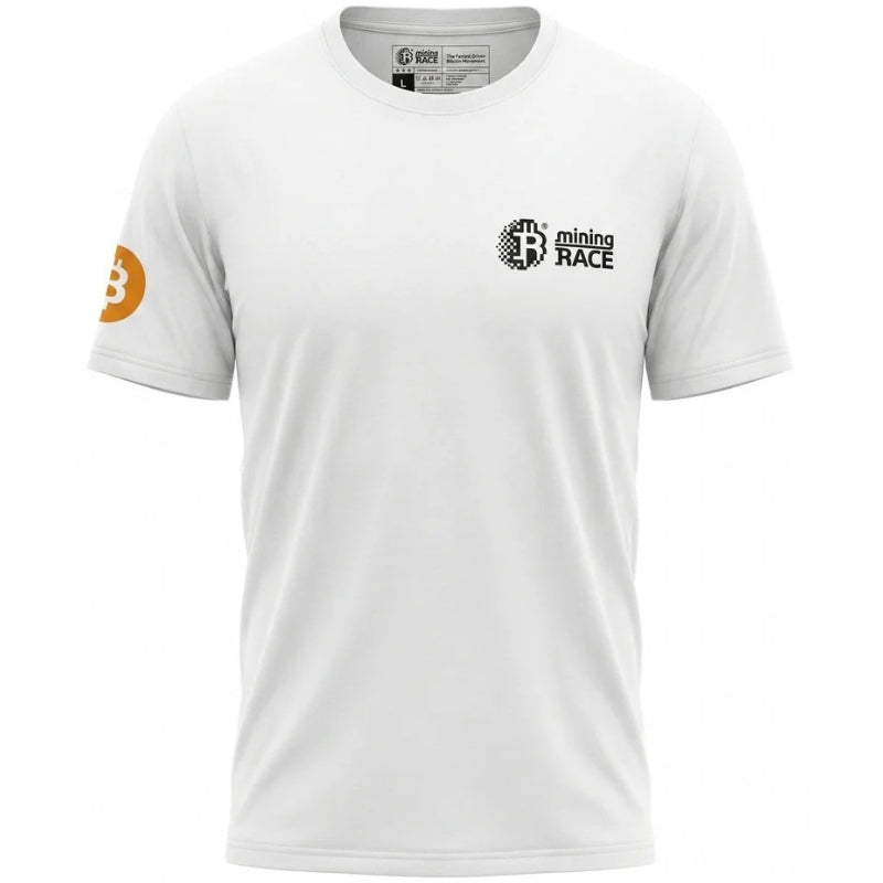 Mining Race Bitcoin Small Logo White T-Shirt