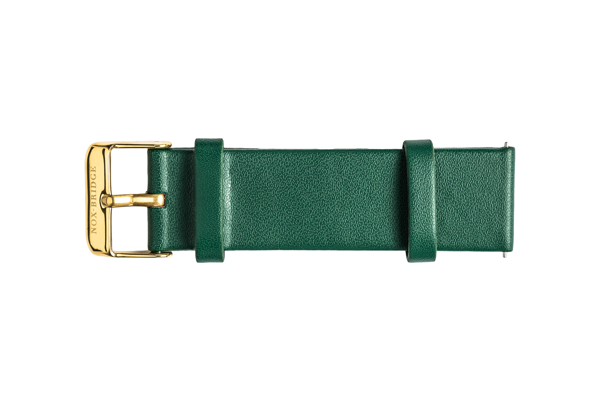 Noxbridge Vega Vela green vegan leather watch strap with gold-tone buckle