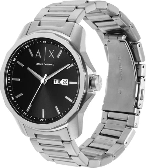 Armani Exchange Banks Day-Date Black Dial Watch - AX1733