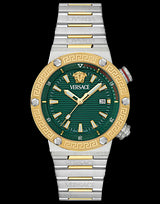 Versace Greca Logo Diver Quartz Green Dial Two Tone Steel Strap Watch for Men - VE8G00524 VE8G00524 - Image 1