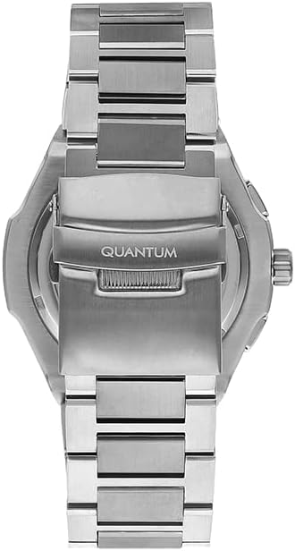 Caseback view of Quantum ADG1032 watch with silver metal strap attachment