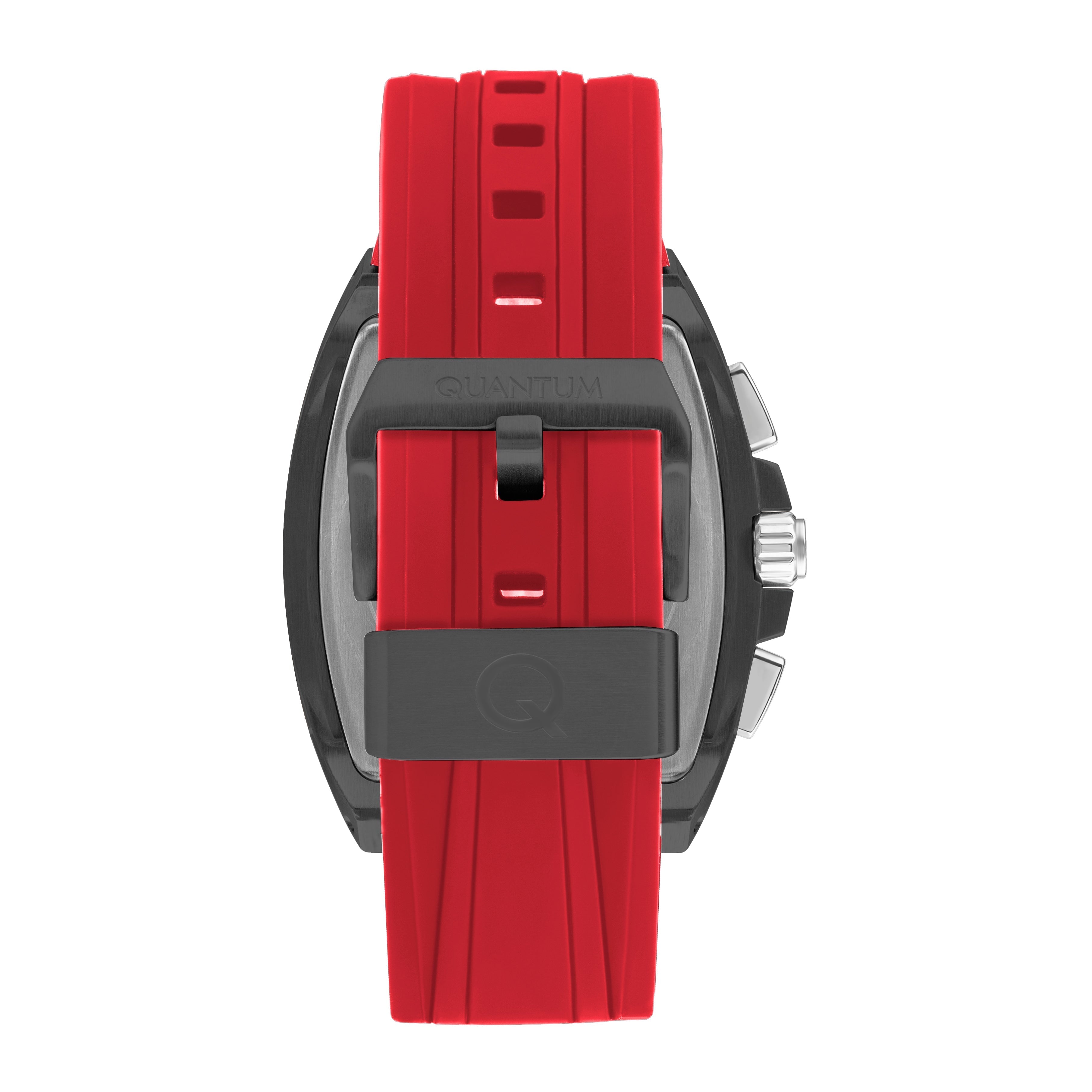 Quantum HNG997.068 red silicone strap with dark case lugs detail