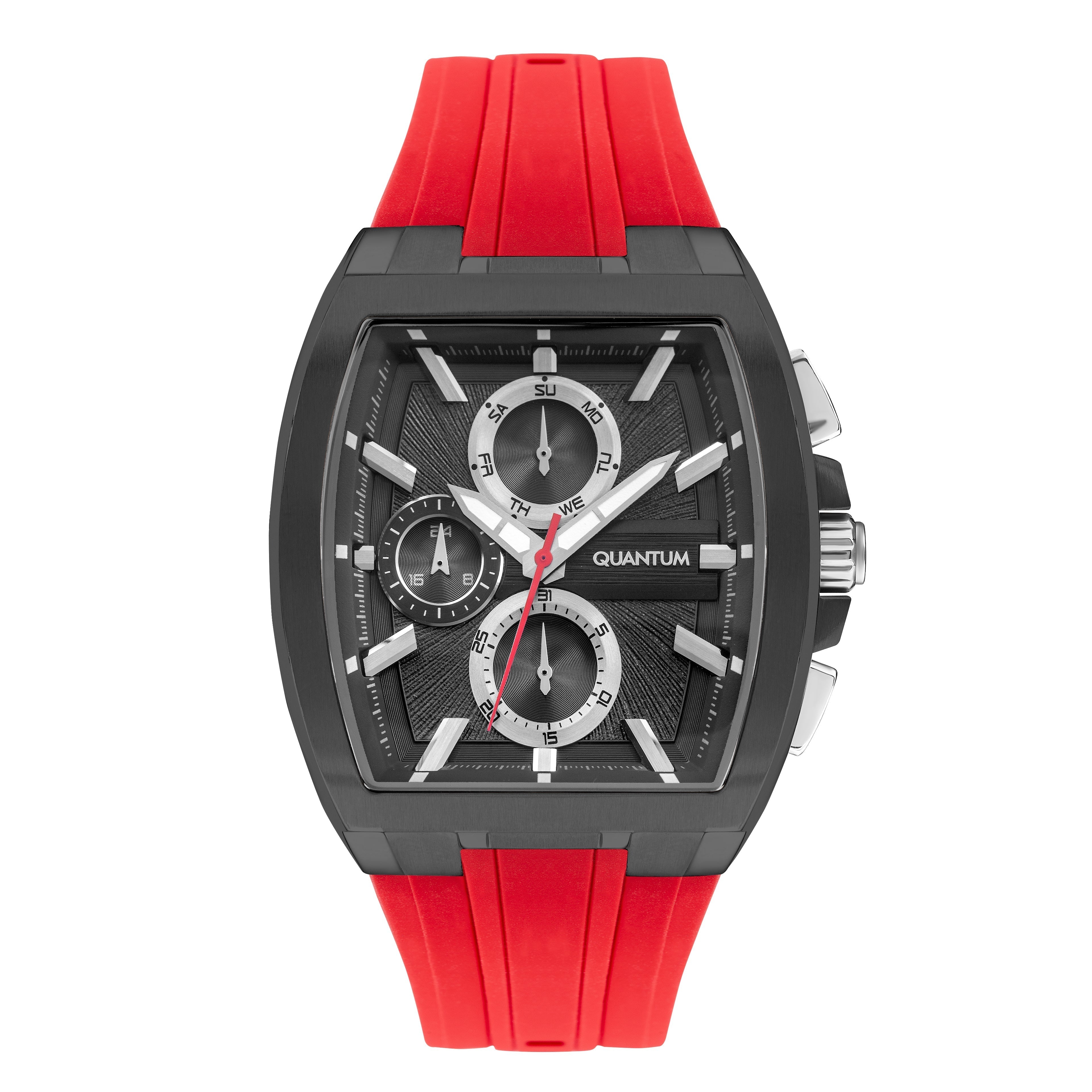 Quantum HNG997.068 multi-function chronograph with grey dial and red silicone strap