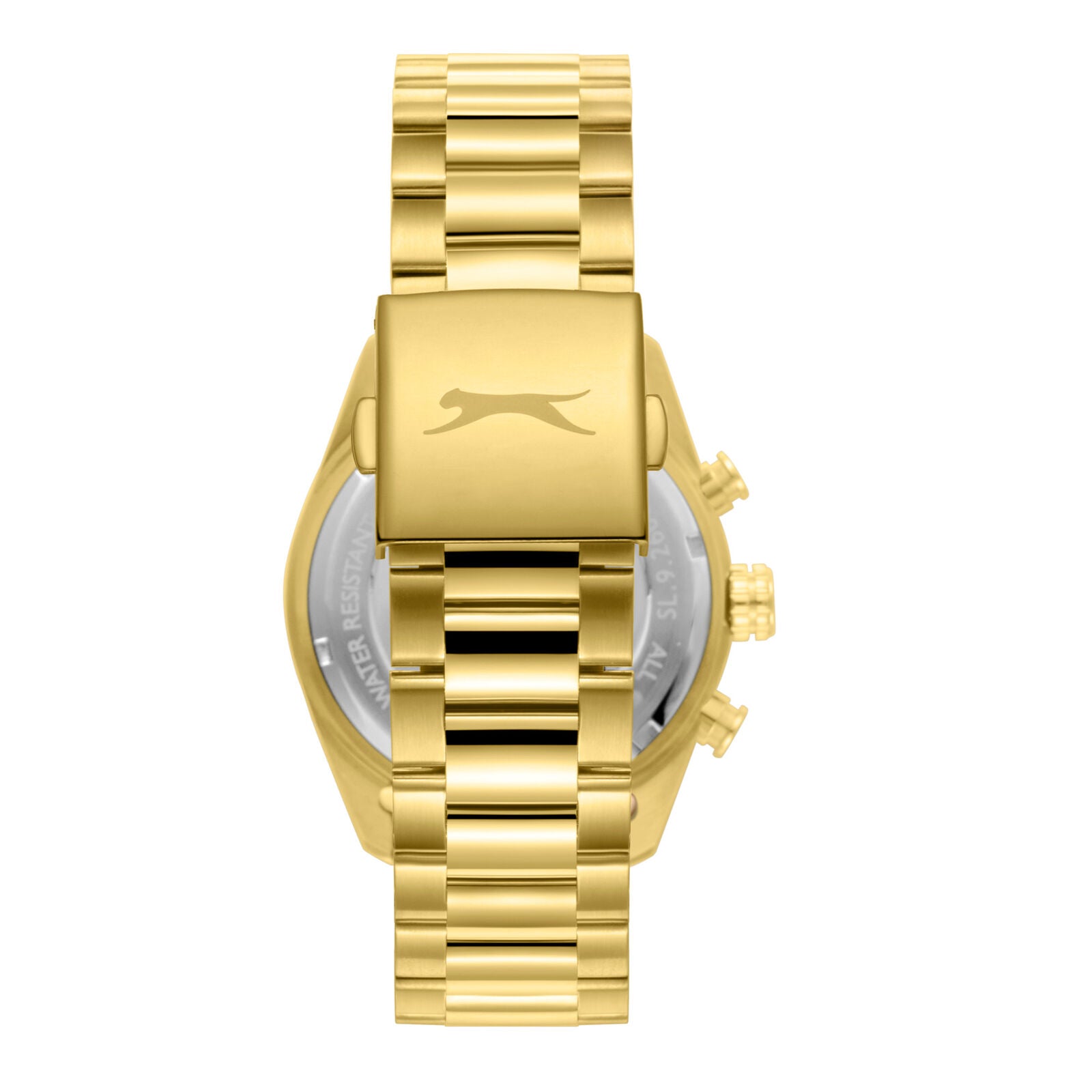 Slazenger Big Daddy watch caseback showing gold-tone case with Slazenger logo