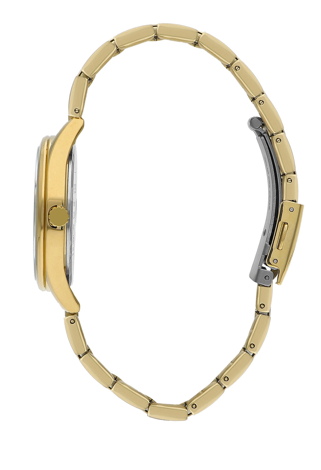Slazenger Carolina watch side view of gold bracelet and case profile