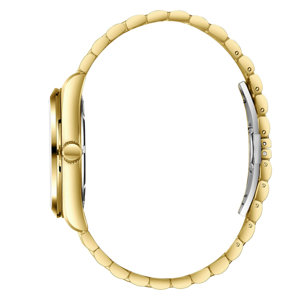 Slazenger Classic watch side profile showing gold case and bracelet links