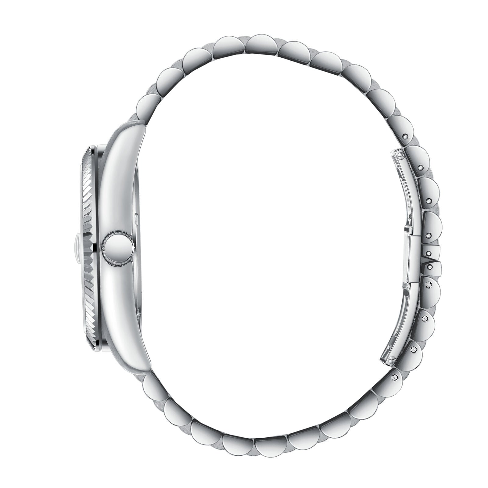 Slazenger Classic watch side profile showing silver case and bracelet design
