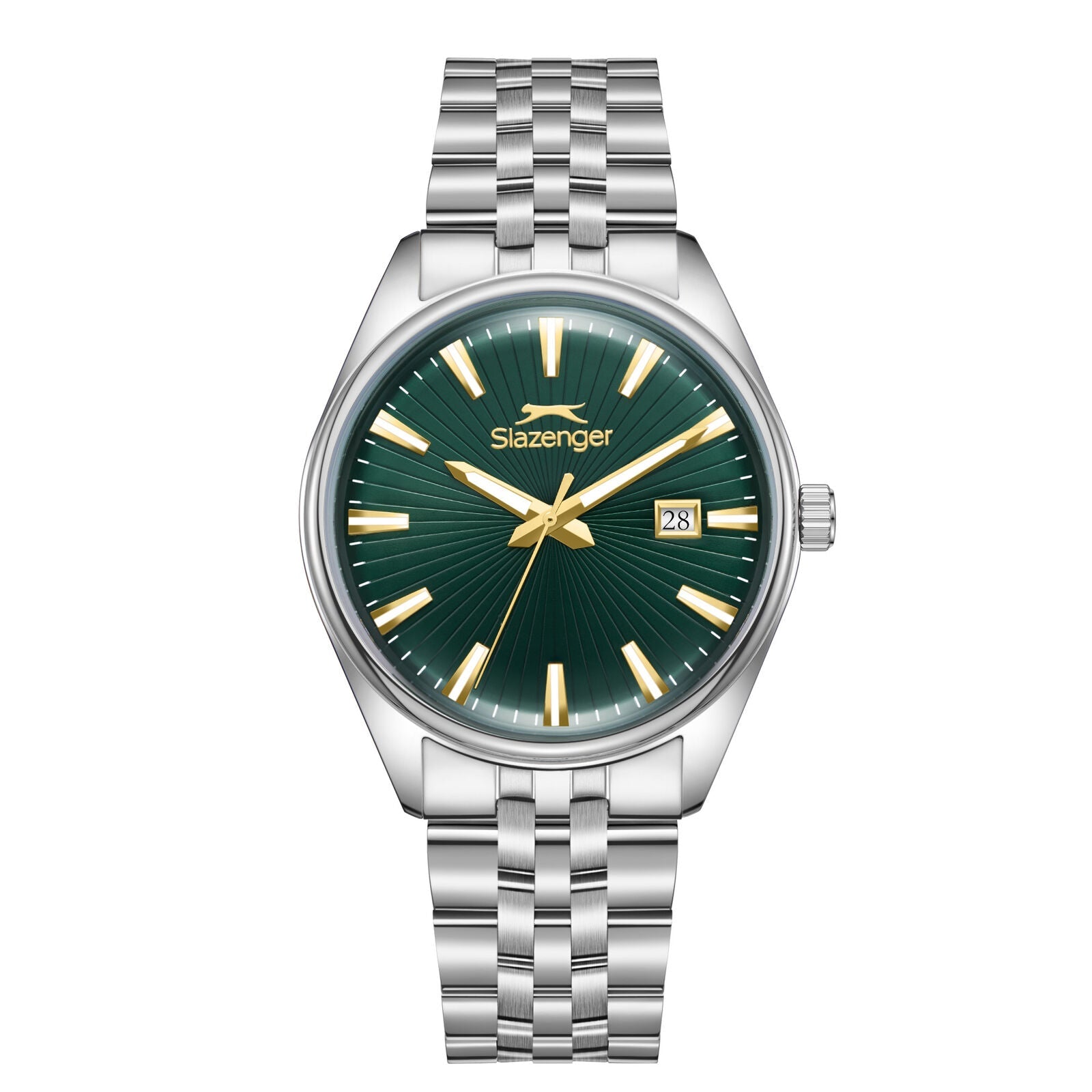 Slazenger Heritage Day Date Window Dark Green Dial Silver Watch - SL.09.2580.1.370