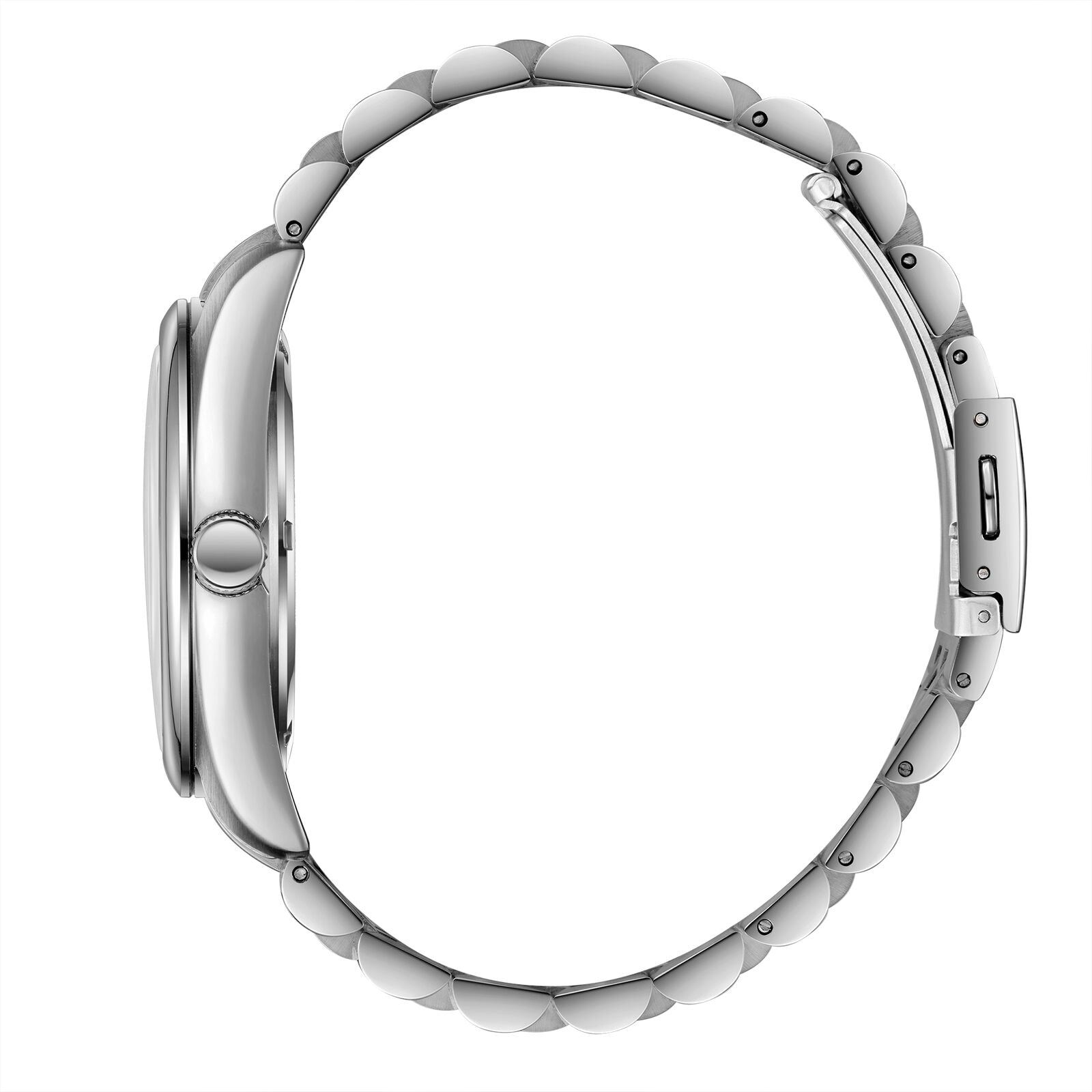 Slazenger Classic watch side profile view of stainless steel bracelet