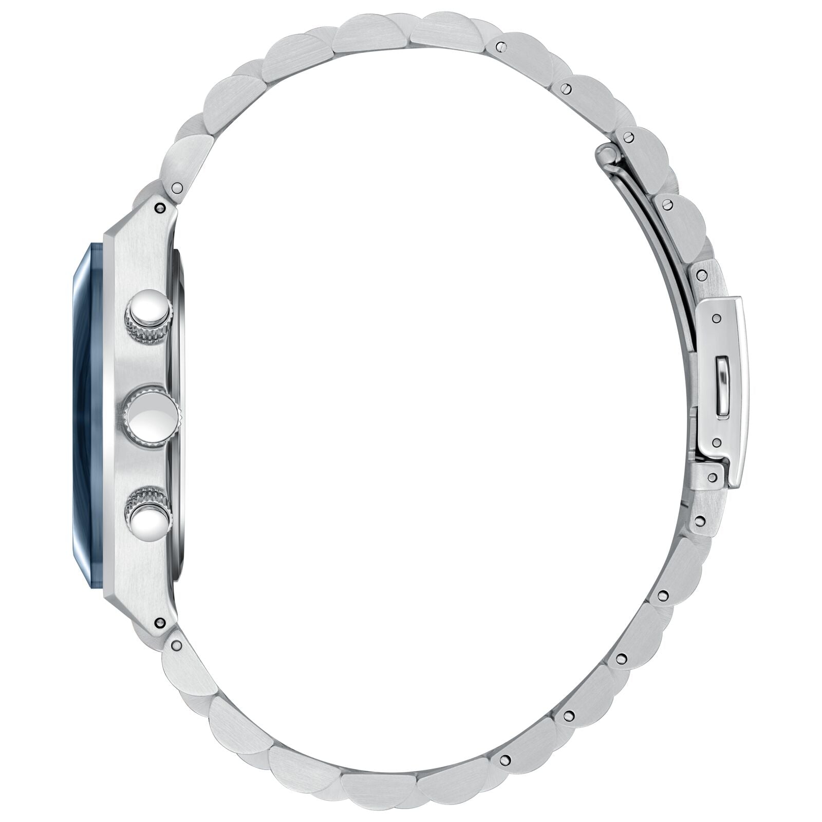 Side profile of Slazenger Classic Chronograph watch showing case thickness and bracelet detail