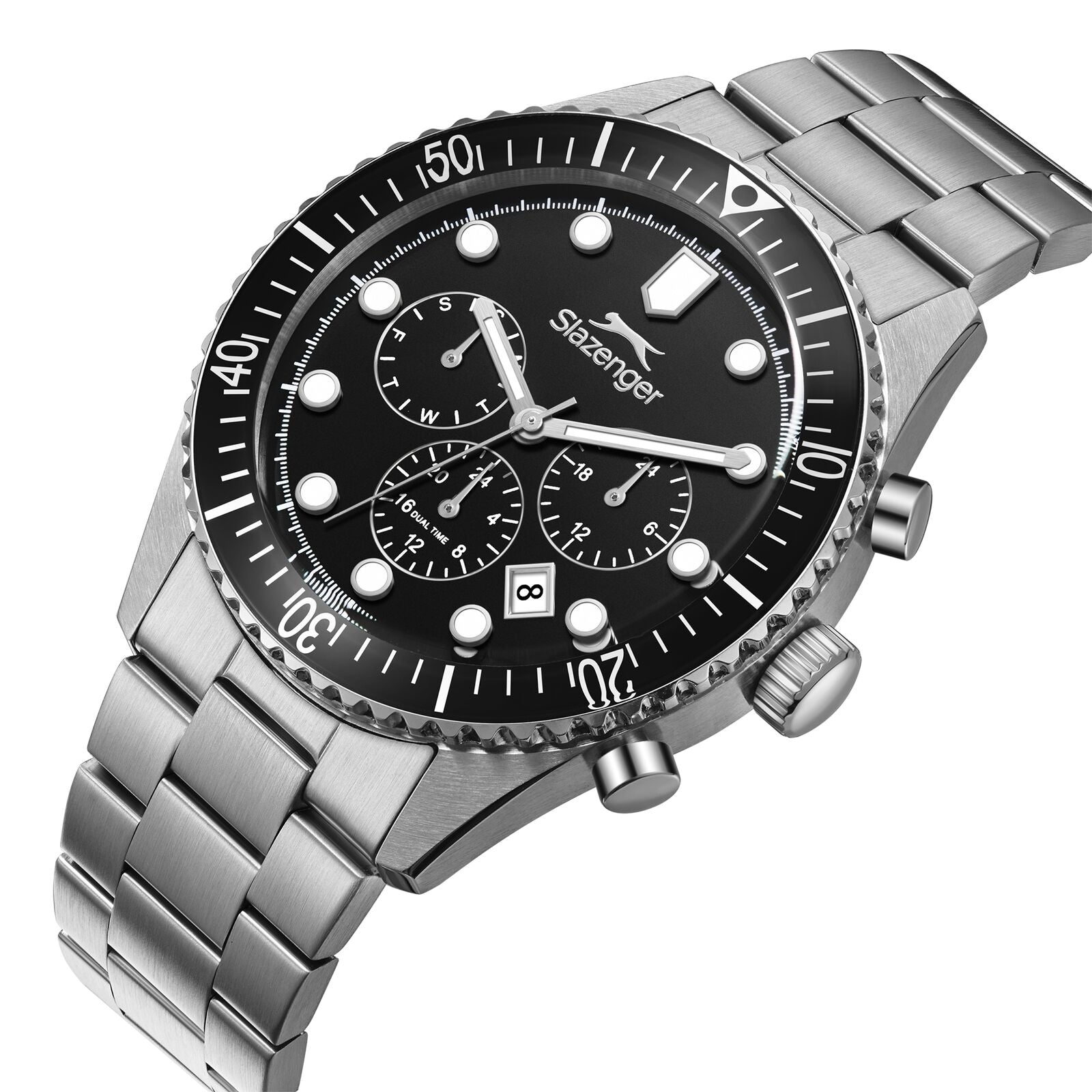 Slazenger Chronograph Black Dial Metallic Silver Watch - SL.09.2490.2.01