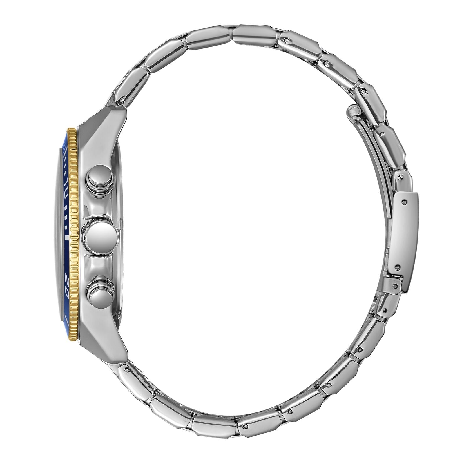 Slazenger Sport watch side view showing chronograph pushers and two-tone strap