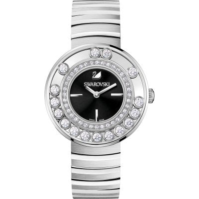 Swarovski Lovely Crystals silver women's watch with black dial and floating zirconia bezel