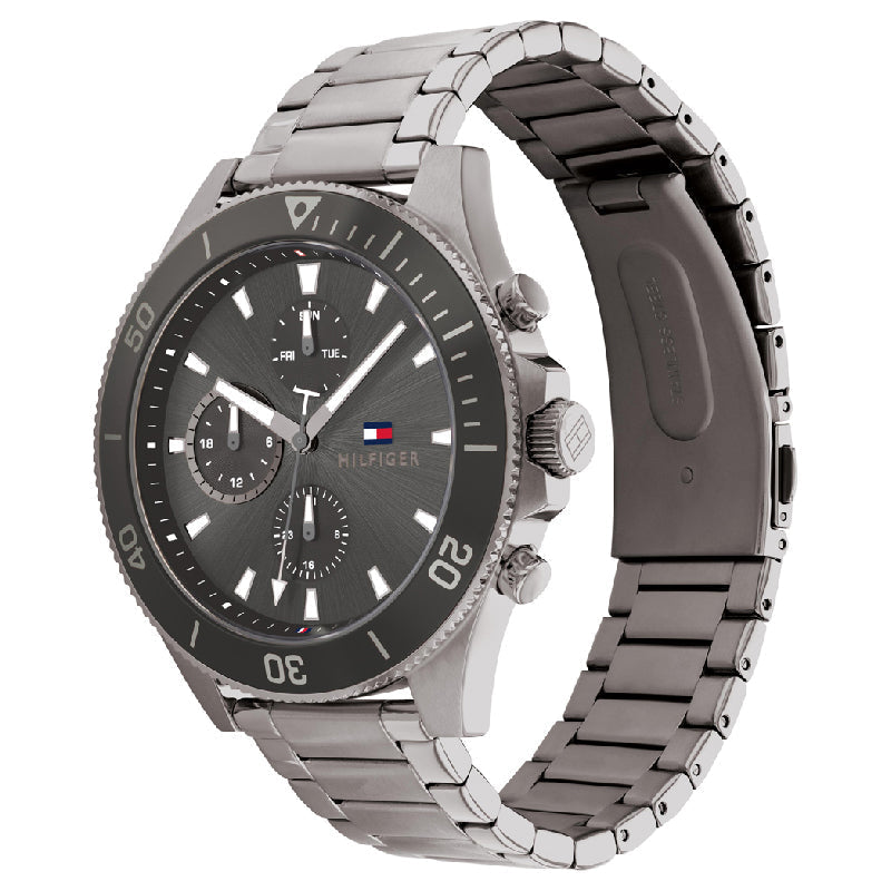 Tommy Hilfiger Larson Chronograph Grey Dial Silver Steel Strap Men's Watch - 1791918
