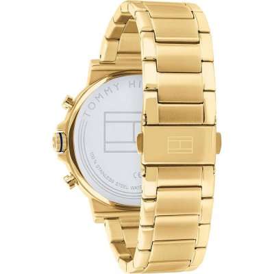 Tommy Hilfiger Daniel watch caseback showing gold-tone steel and branding