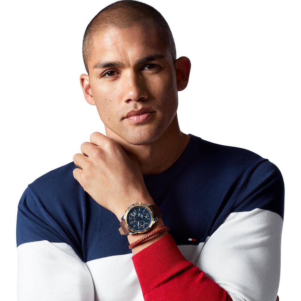 Tommy Hilfiger Decker Chronograph Blue Dial Brown Leather Men's Watch 1791561