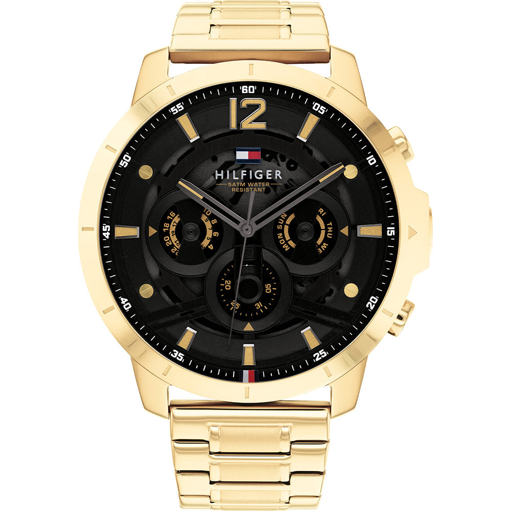 Tommy Hilfiger Gold Steel Black Dial Men's Watch 1710511 - The Watches Men & CO