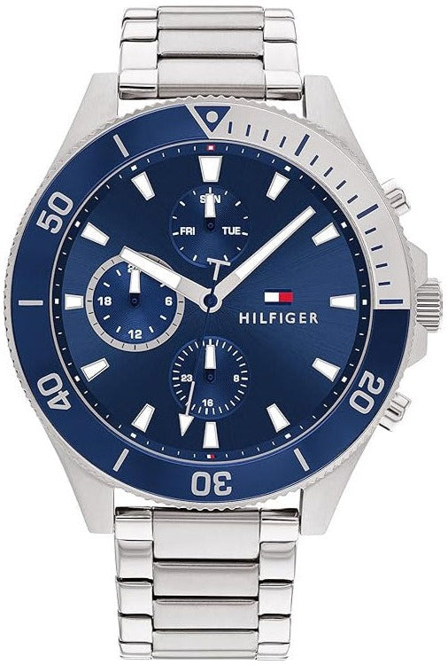 Tommy Hilfiger Larson Chronograph Blue Dial Silver Steel Strap Men Watch - 1791917