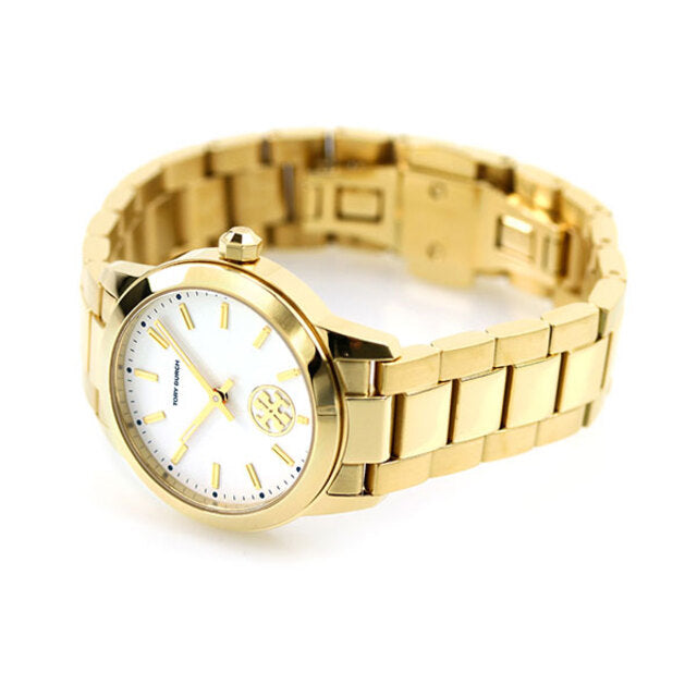 Tory Burch Yellow Gold Collins White Dial Watch Women's Watch TBW1300