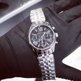 Michael Kors Chronograph Black Dial Silver Unisex Watch MK5708 - Watches of Australia #4