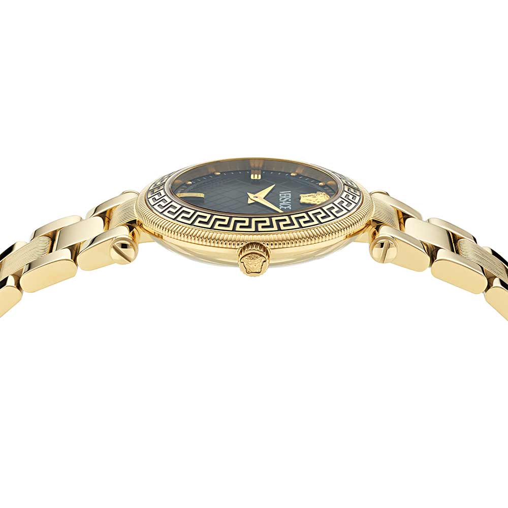 Versace Reve Lady Black Dial Gold Watch - VE8B00624