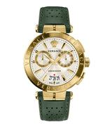 Versace Aion Chronograph Green Leather Strap Men's Watch - VBR020017