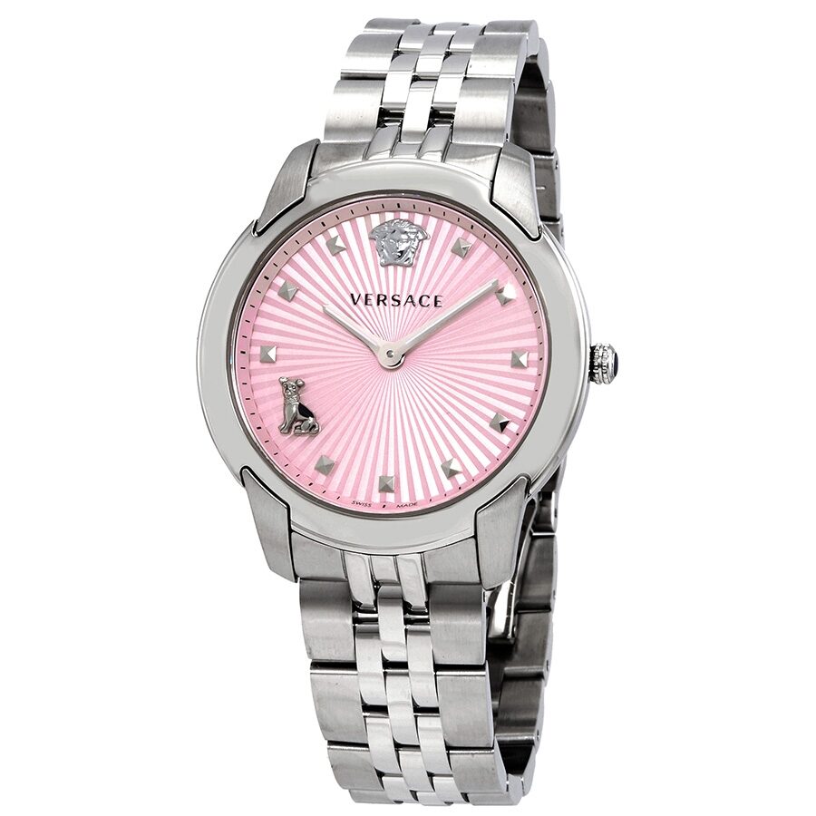 Versace Audrey Pink Dial Swiss Made Silver Watch - VELR00419