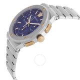 Versace Greca Logo Chronograph Swiss Movt Blue Dial Silver Watch - VEZ900221