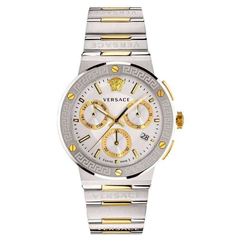 Versace Greca Logo Chronograph Quartz Silver Dial Men's Watch - VEZ900321