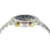 Versace Greca Logo Diver Black Dial Two-Tone Swiss Chronograph Watch - VE8G00424