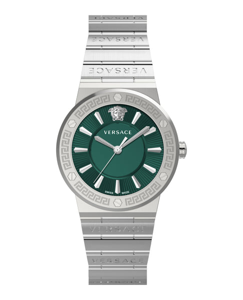 Versace Greca Silver Green Dial Women's Watch VEVH00920