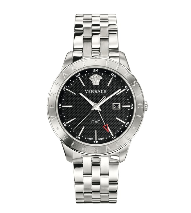 Versace Quartz Silver Steel Black Dial Men's Watch VEBK00418 - The Watches Men & CO