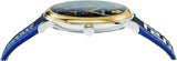 Versace V-Circle Black Dial Blue Leather Strap Men's Watch - VEBQ01419