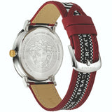 Versace V Circle Silver Dial Two-Tone Leather Strap Swiss Movt Watch - VEBQ01319