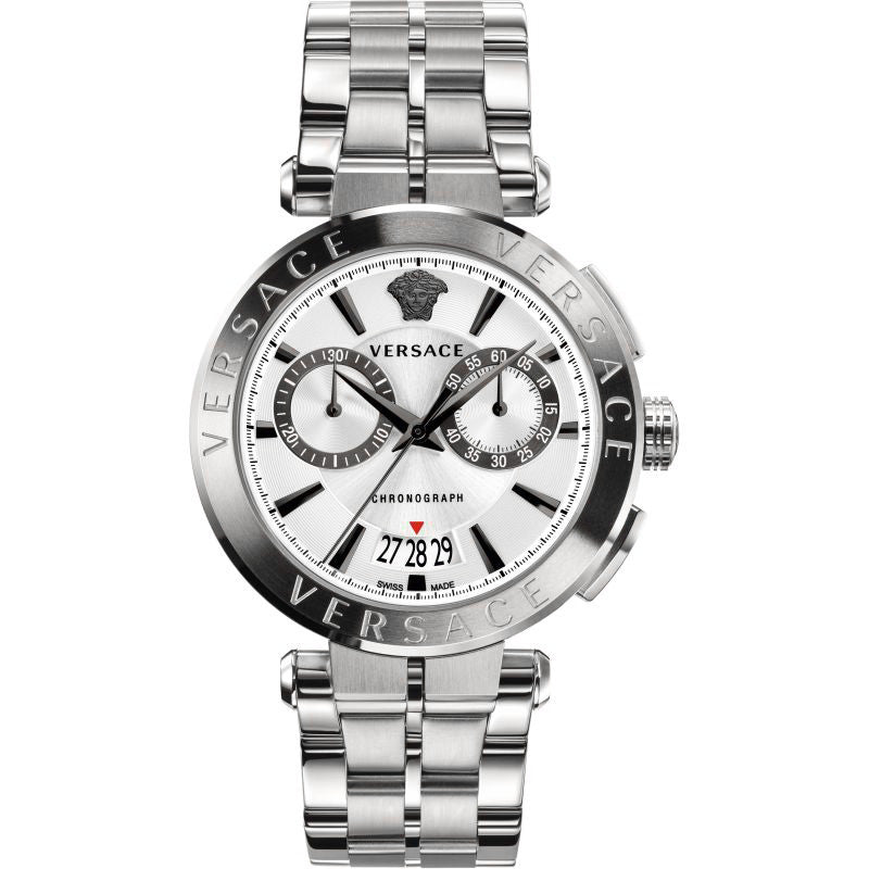 Versace V-Racer Chronograph Silver Men's Watch VBR040017 - The Watches Men & CO