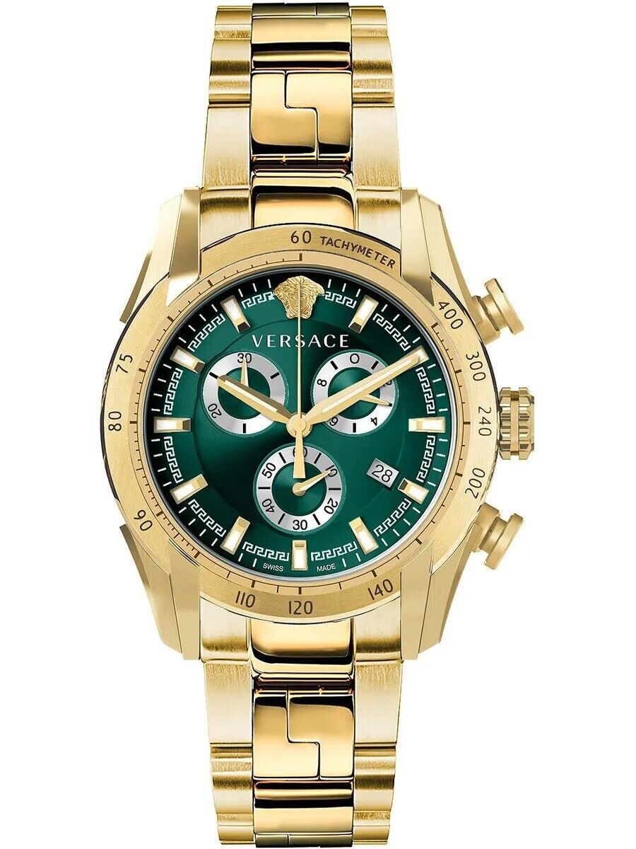 Versace V-Ray Chronograph Green Dial Men's Watch VE2I00621 - The Watches Men & CO
