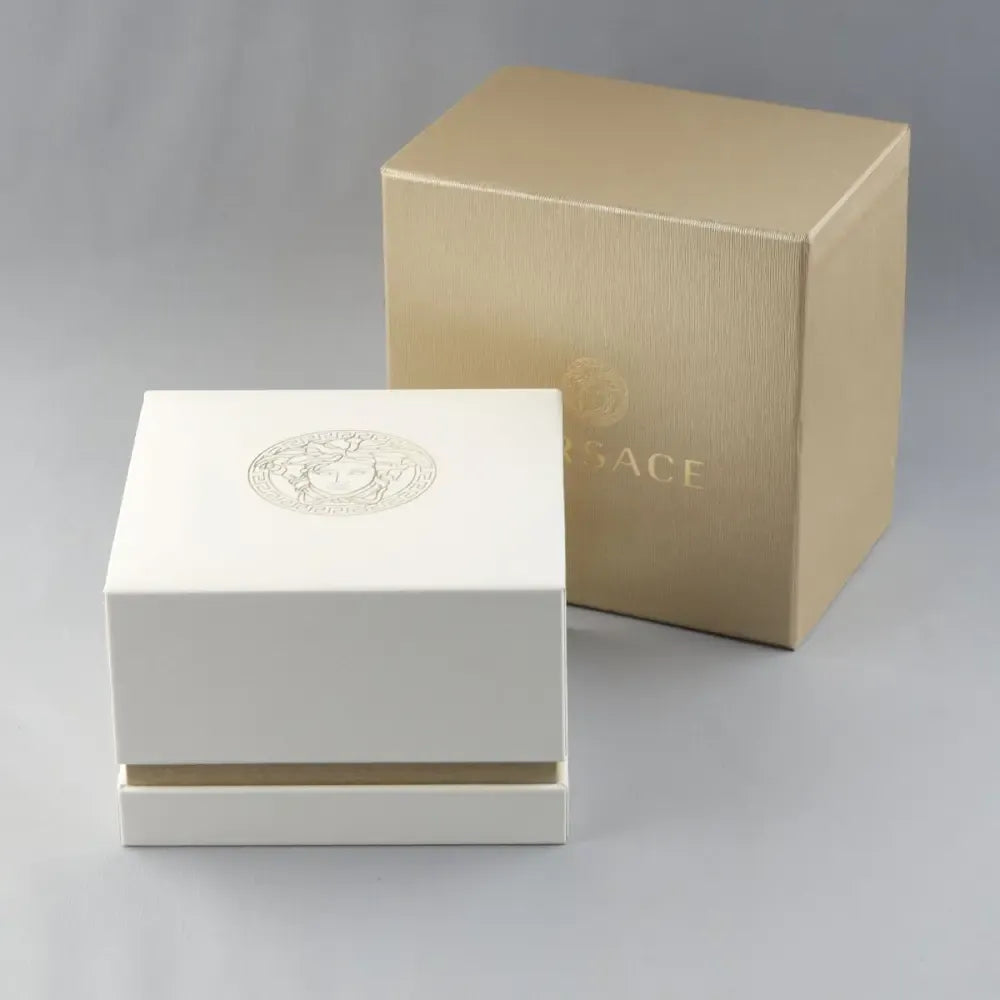Versace Greca Dome Swiss Made Chronograph Blue Dial Silver Watch - VE6K00323