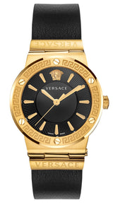 Versace Greca Gold Black Leather Women's Watch  VEVH00320 - Watches of Australia