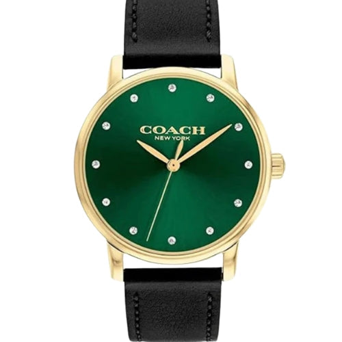 Coach Grand Quartz Crystal Green Dial Ladies Watch 14503972