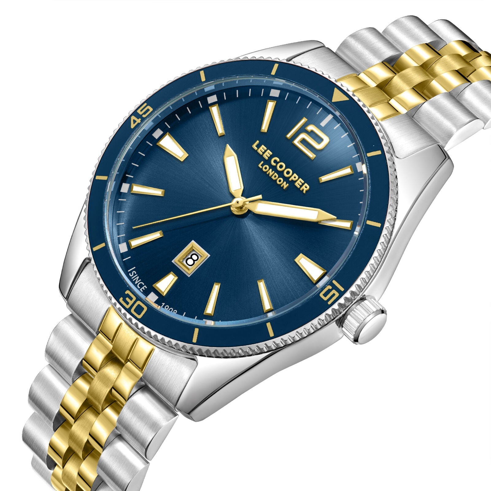 Lee Cooper Oswin Date Window Blue Dial Two Tone Watch - LC08281.290