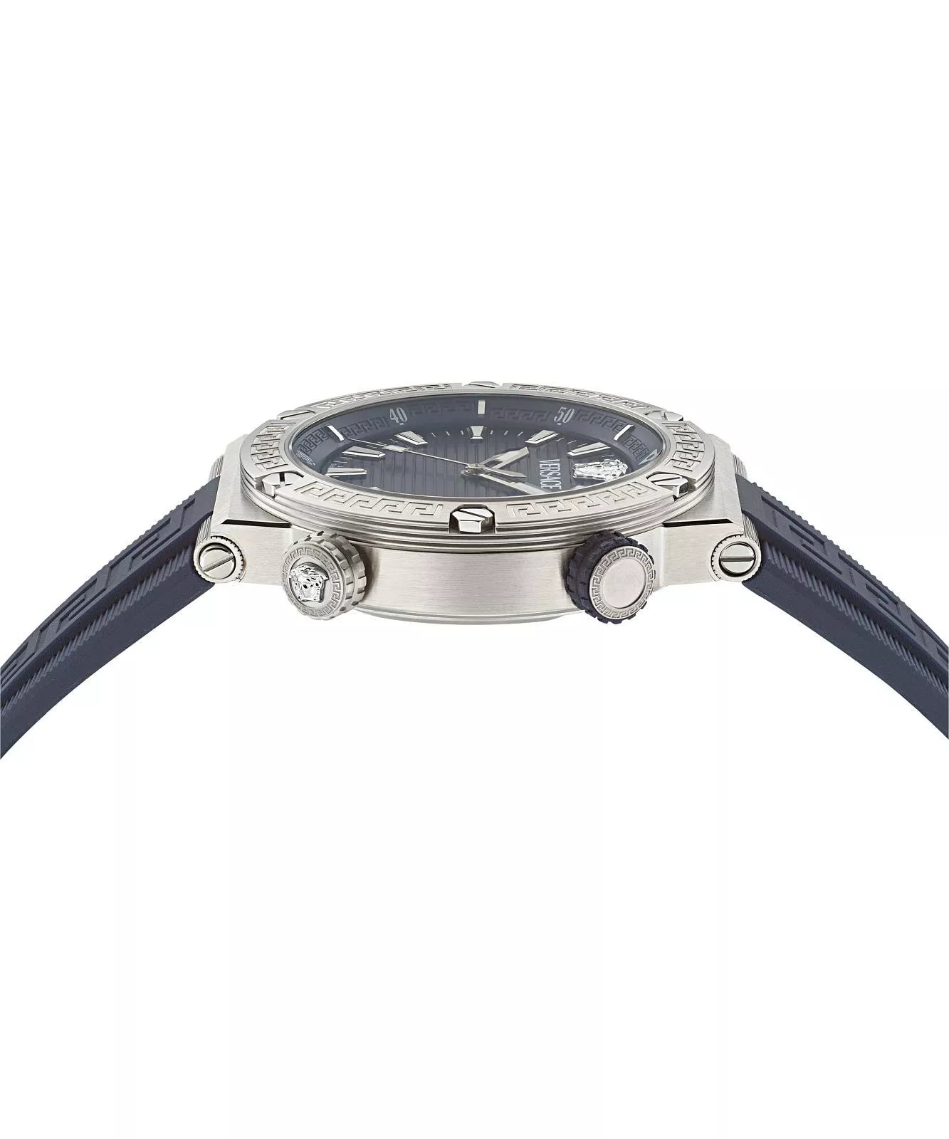 Versace Greca Swiss Movement Blue Dial Silver Watch - VE8G00124